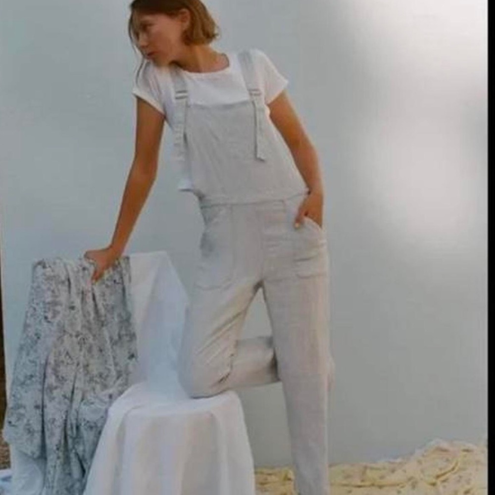 LILY ASHWELL TAN AND CREAM PLAID OVERALLS PERFECT FOR SUMMER TO FALL